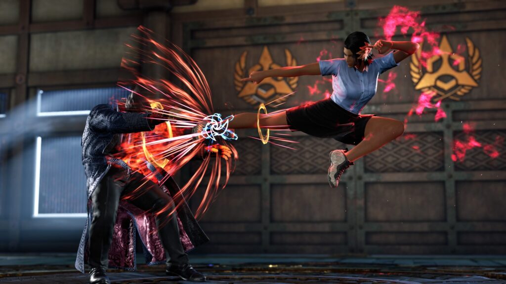 Azucena flying kick against Kazuya in Tekken 8