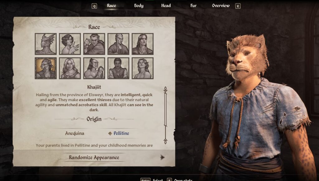 Khajiit, one of the best Races in Oblivion Remastered.