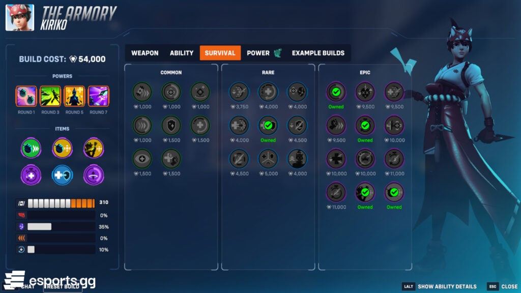 Kiriko support build in the Stadium