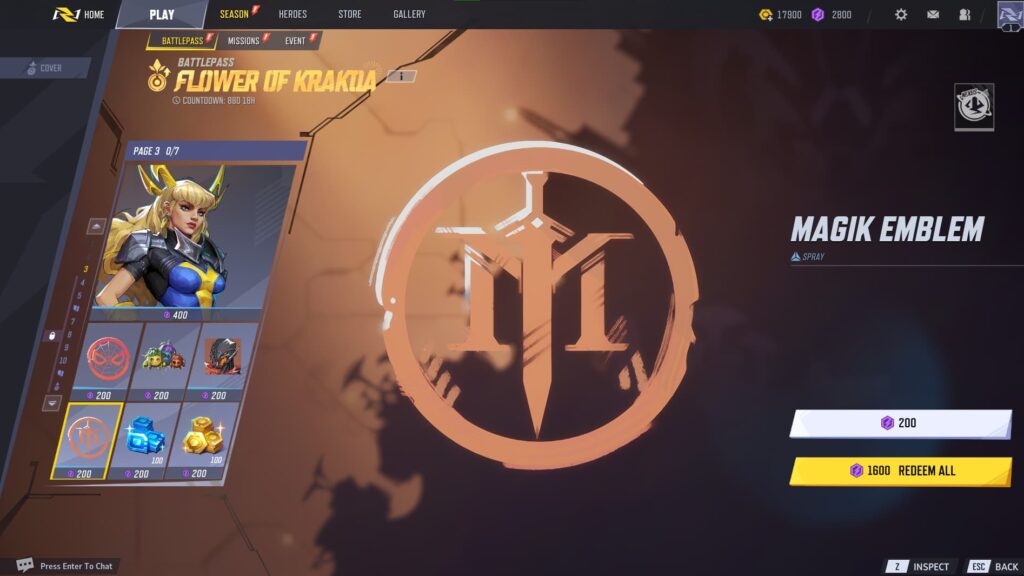 Magik Emblem Spray in the Marvel Rivals Season 2 Battlepass.