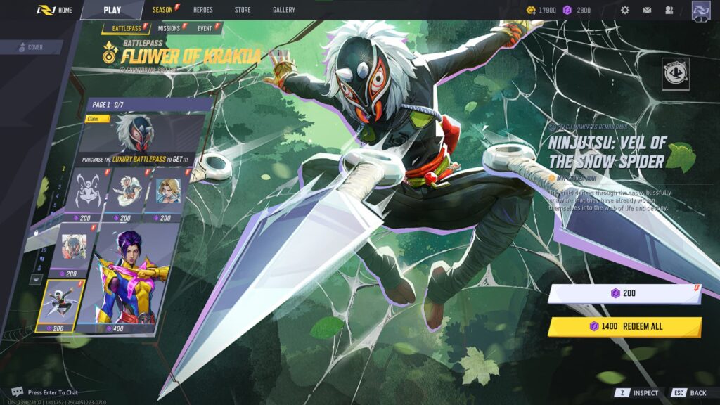 Ninjutsu: Veil of the Snow Spider MVP Animation (Luxury) in the Marvel Rivals Season 2 Battlepass.