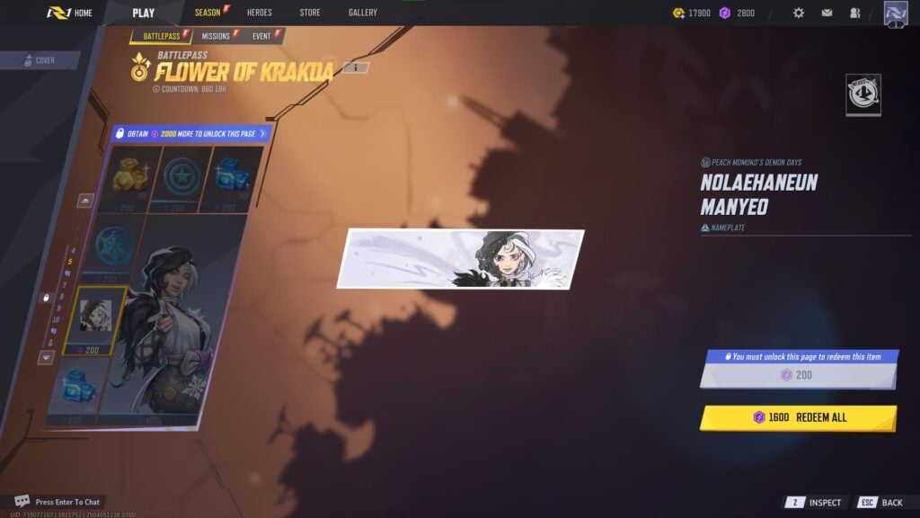Nolaehaneun Manyeo Nameplate  in the Marvel Rivals Season 2 Battlepass.