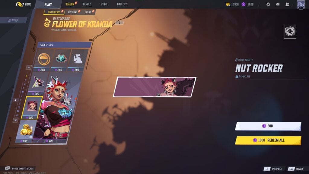 Nut Rocker Nameplate (Luxury) in the Marvel Rivals Season 2 Battlepass.