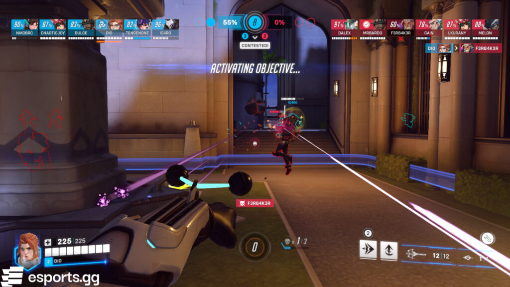 Freja launching her Bola Shot ultimate