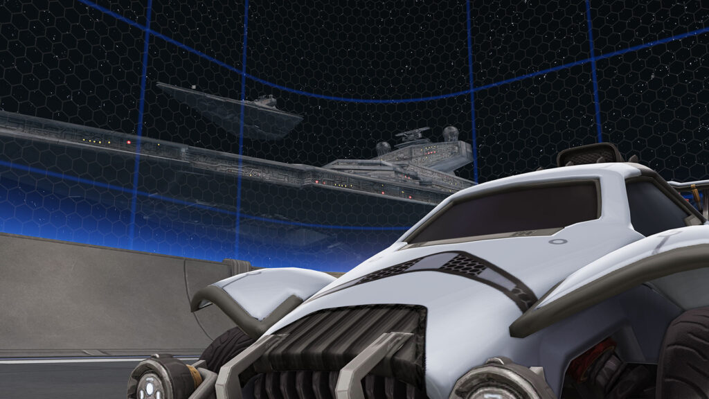 The image is a teaser of a Star Wars decal in Rocket League.