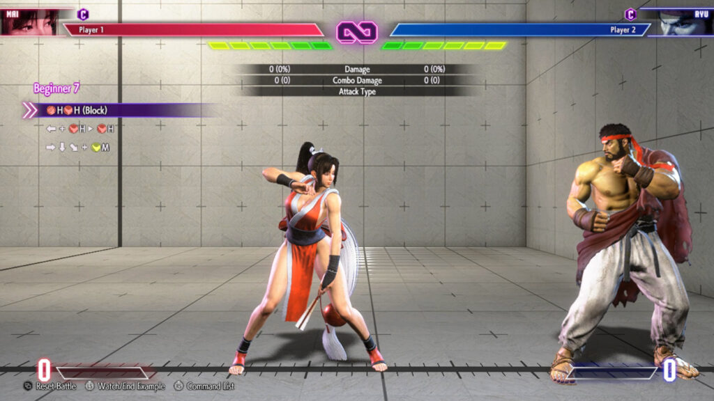 It’s a scene from Mai’s Combo Guide in the fighting game Street Fighter 6.