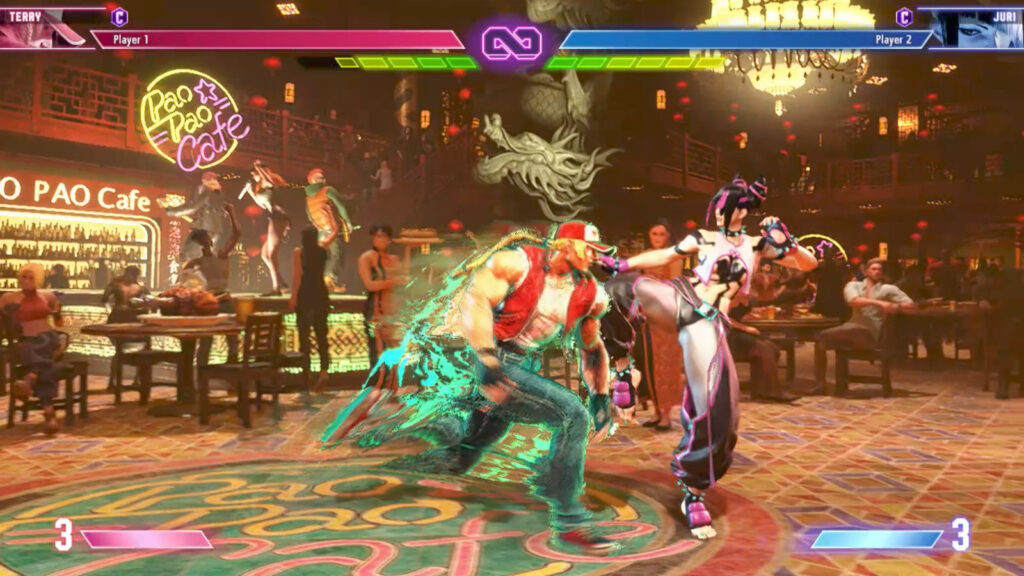 The SF6 screenshot shows Terry during Drive Rush. The image illustrates an SF6 Drive System guide.