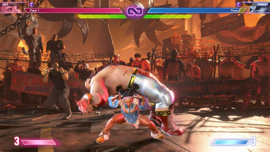 A scene from Street Fighter 6 that illustrates the back throws: an SF6 beginner guide.
