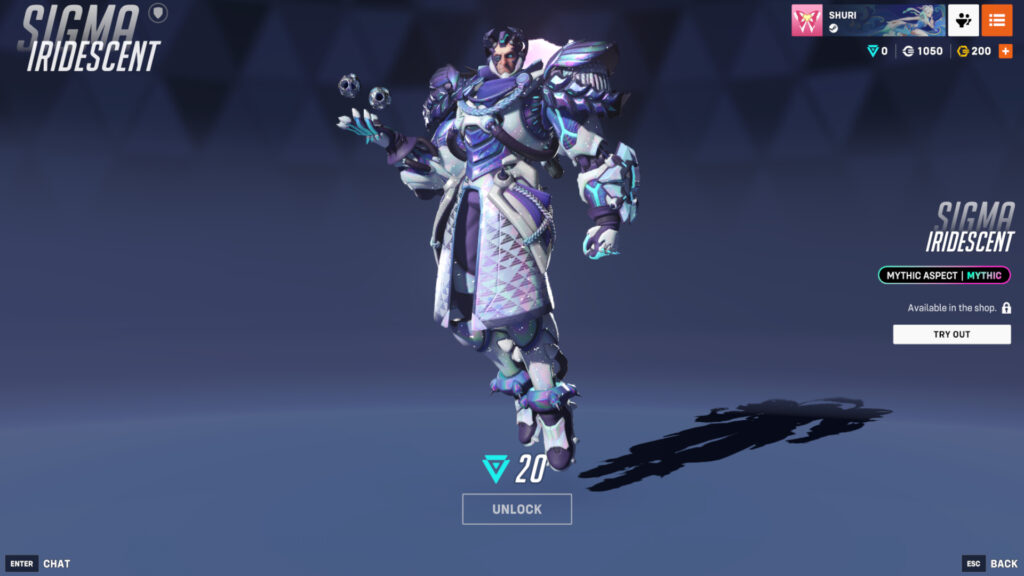 Sigma Iridescent Aspects in Overwatch 2