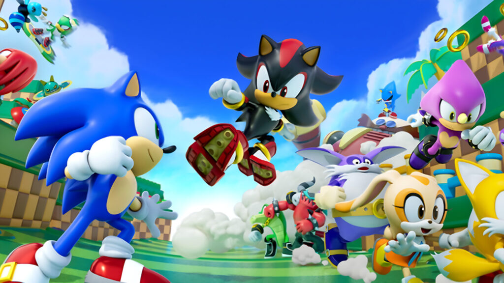 Sonic and Shadow fighting in Sonic Rumble