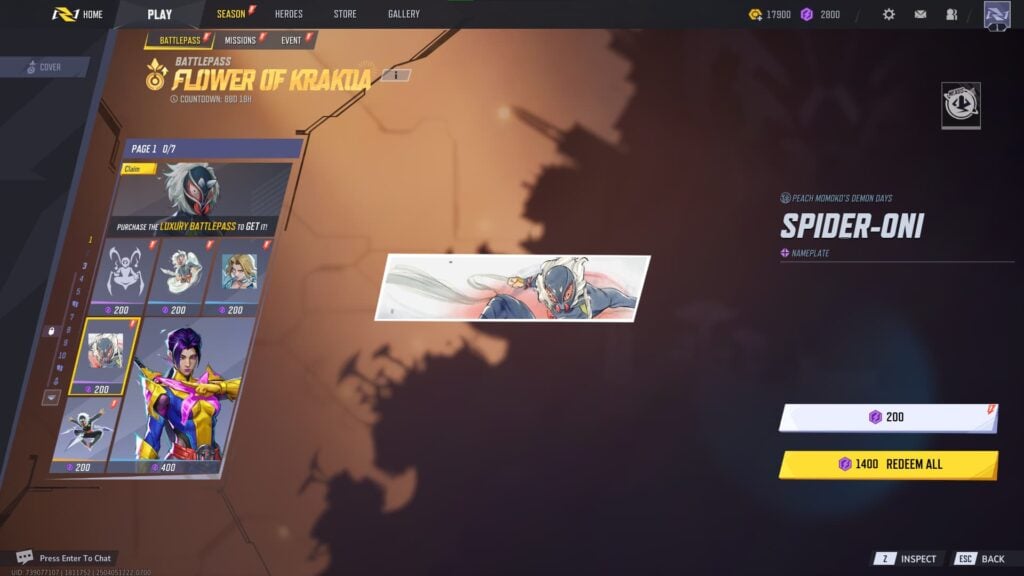 Spider-Oni Nameplate (Luxury) in the Marvel Rivals Season 2 Battlepass.