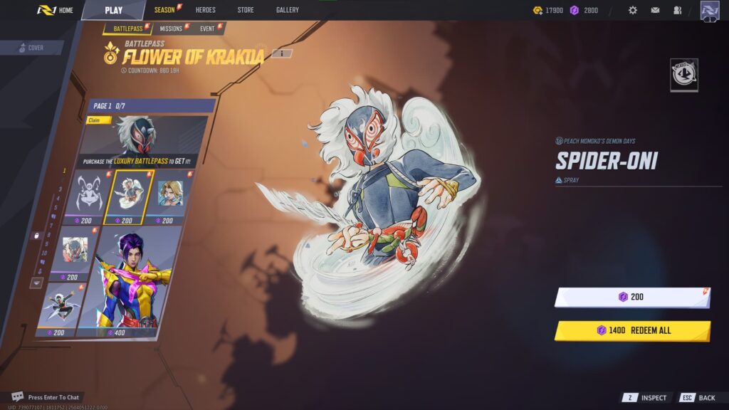 Spider-Oni Spray in the Marvel Rivals Season 2 Battlepass.