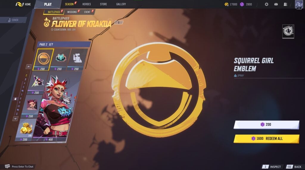 Squirrel Girl Emblem Spray in the Marvel Rivals Season 2 Battlepass.