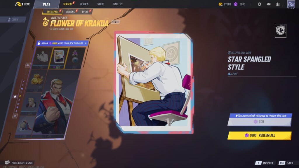 Star Spangled Style Spray in the Marvel Rivals Season 2 Battlepass.