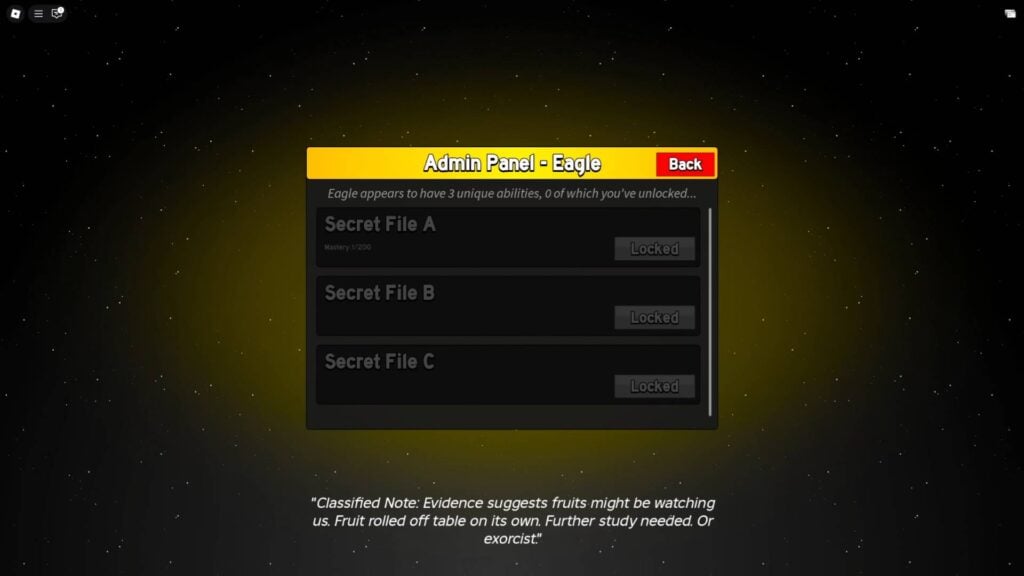 The Admin Panel for the Eagle fruit