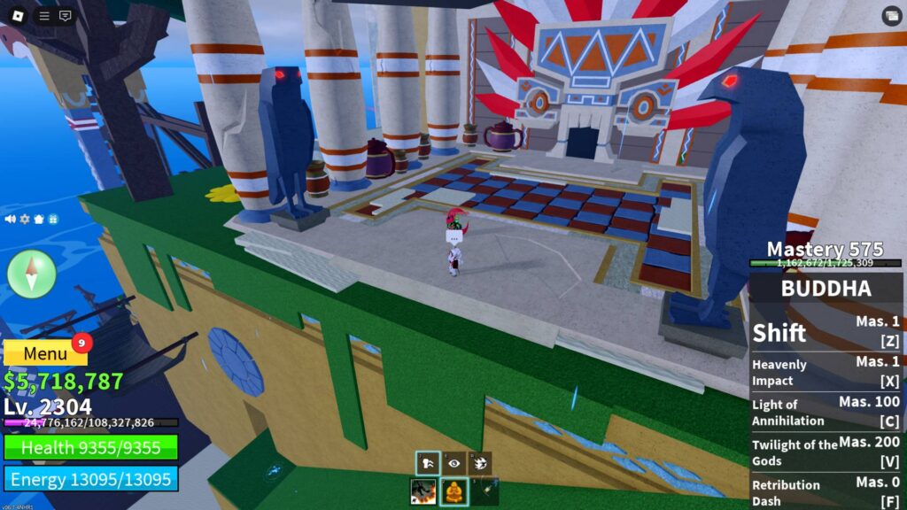 The bird statues with their red eyes