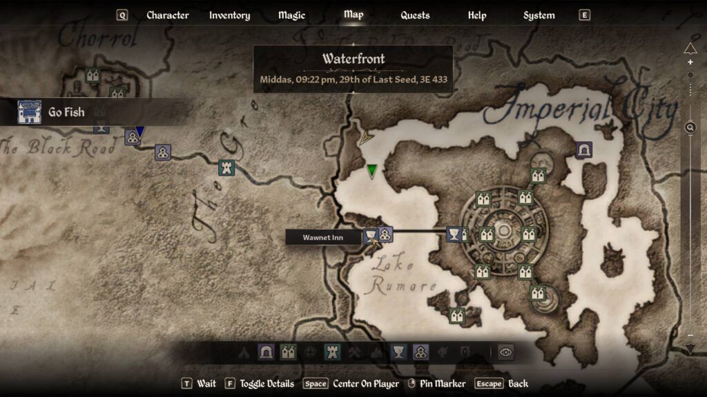 The quest marker for the Go Fish quest