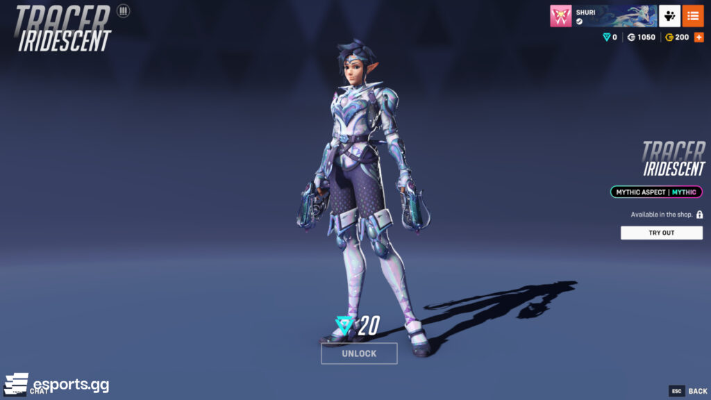 Tracer Iridescent Aspects in Overwatch 2