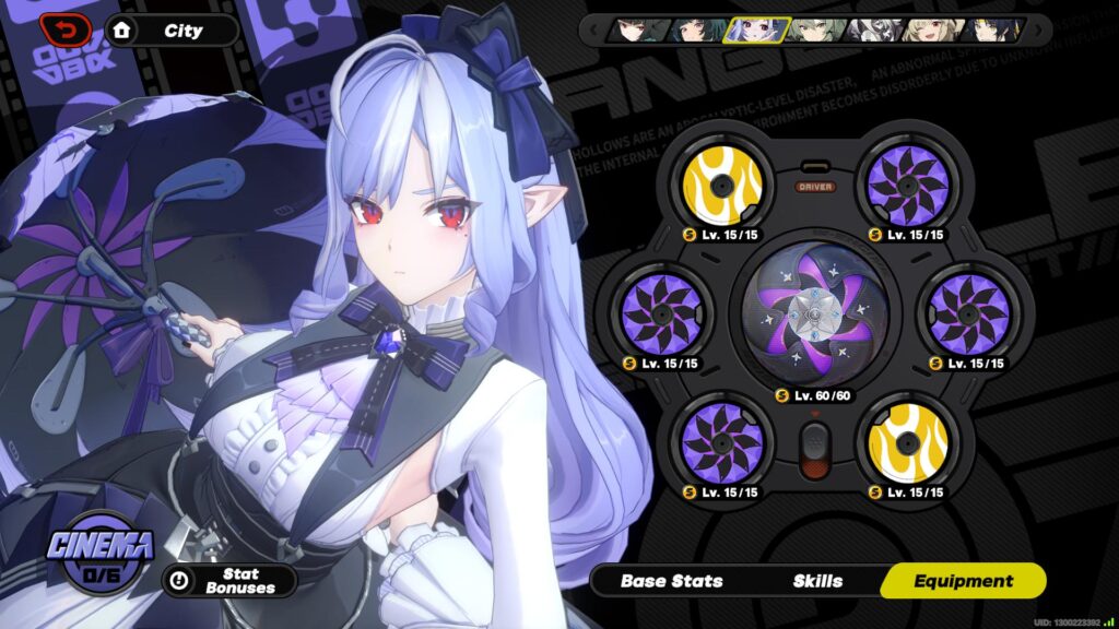 Sample Drive Disc and W-Engine build for Vivian in ZZZ (Screenshot via esports.gg)