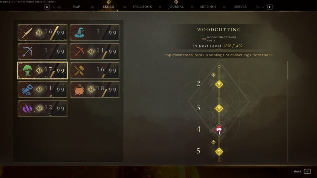 Woodcutting skill, one you should level up first in RuneScape: Dragonwilds.