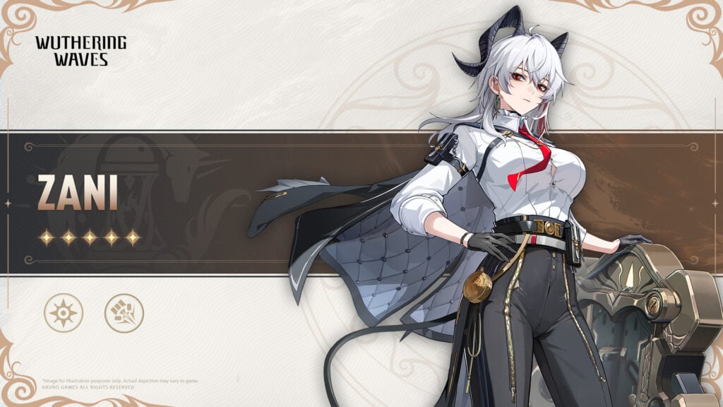 It's a poster of the Wuthering Waves character Zani - it shows details on the Resonator: her Element (attribute) and weapon.