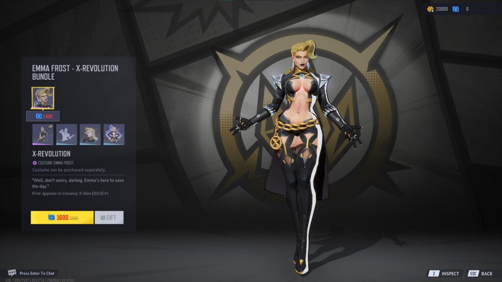 The X-Revolution Emma Frost skin in Marvel Rivals.