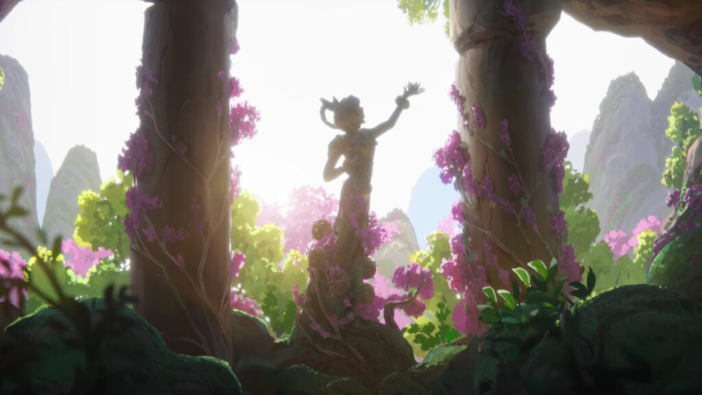 Yunatra appears as a statue in the real world 