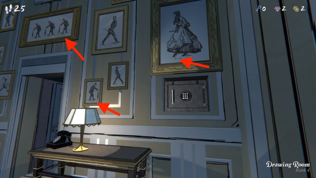 all the right portraits in the drawing room.