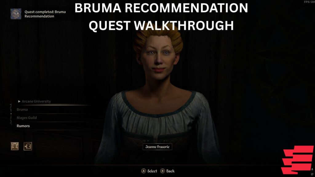 How to complete the Bruma Recommendation quest in Oblivion Remastered
