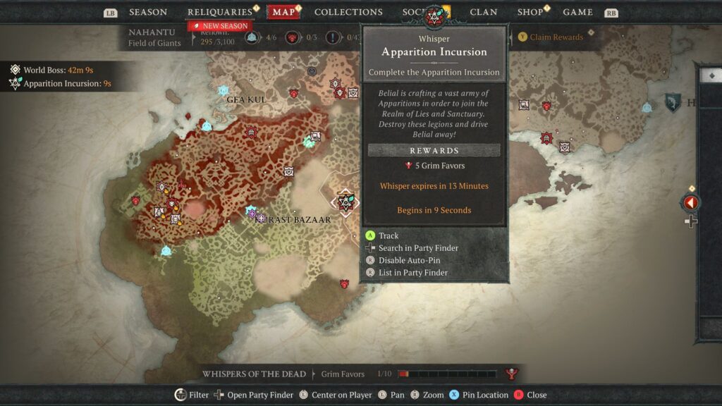 apparition incursion event marker on the map