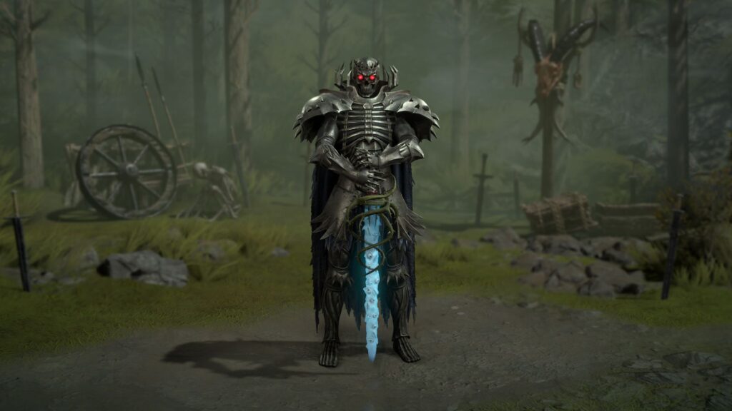 the Skull Knight armor set for Necromancer in Diablo 4. 