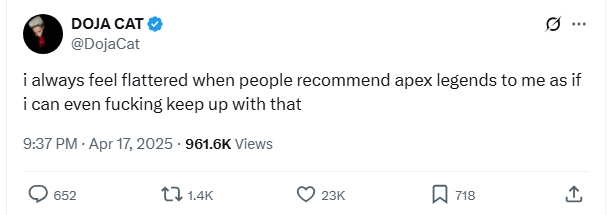 doja cat Apex Legends tweet