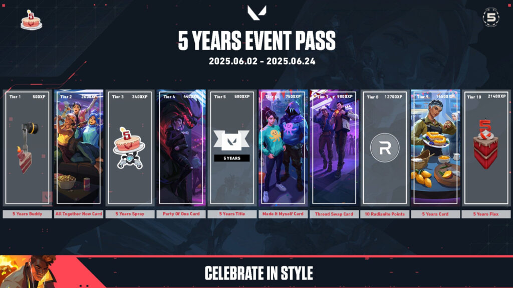 VALORANT fifth anniversary event rewards
