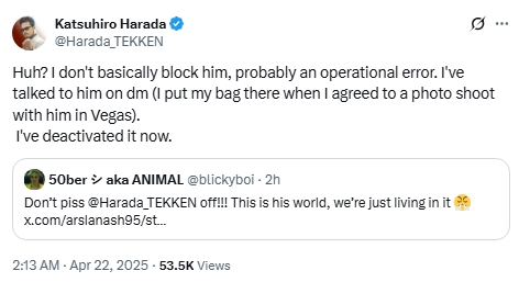 Katsuhiro Harada responds to tweet about Arslan Ash block