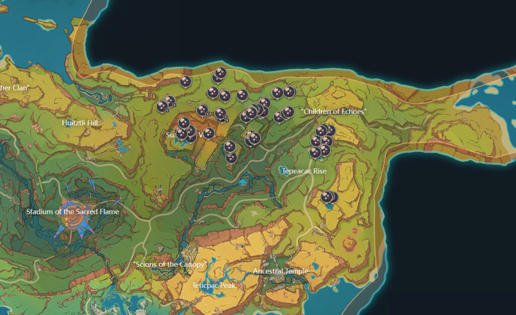 Saurian Claw Succulent locations for Ifa's Ascension Material (Screenshot by esports.gg/Teyvat Interactive Map)