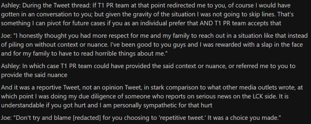 Transcription of the conversation between Ashley Kang and Joe Marsh