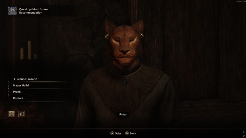 j'skar in bruma recommendation quest