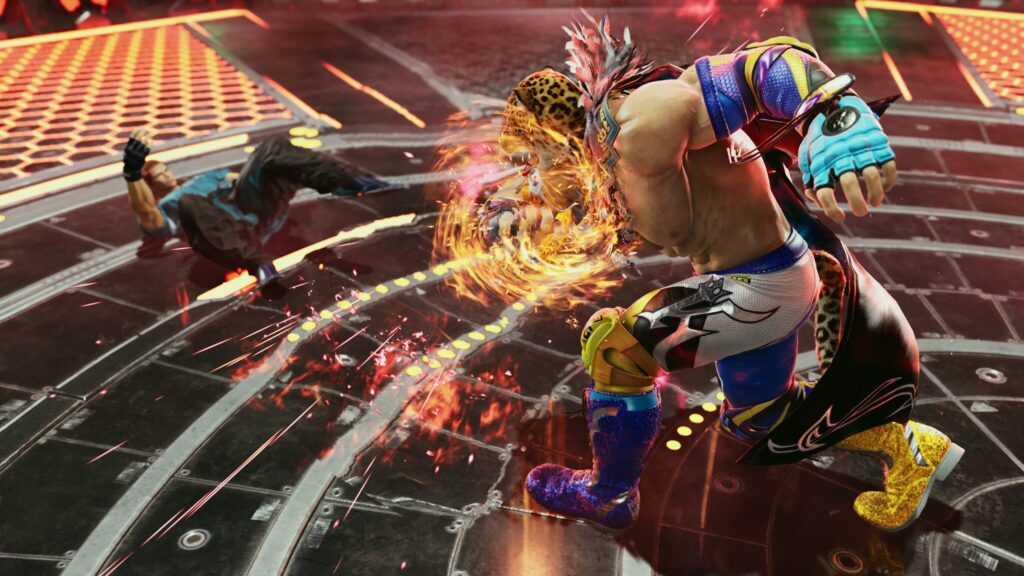 King hits Hwoarang to the ground in Tekken 8