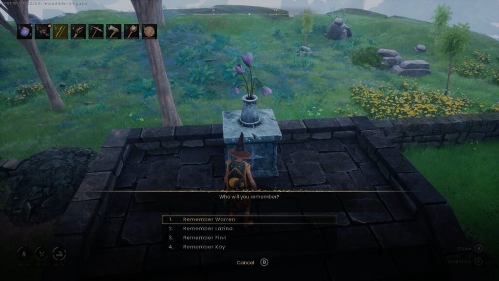interacting with the remembrance shrine in the cemetry