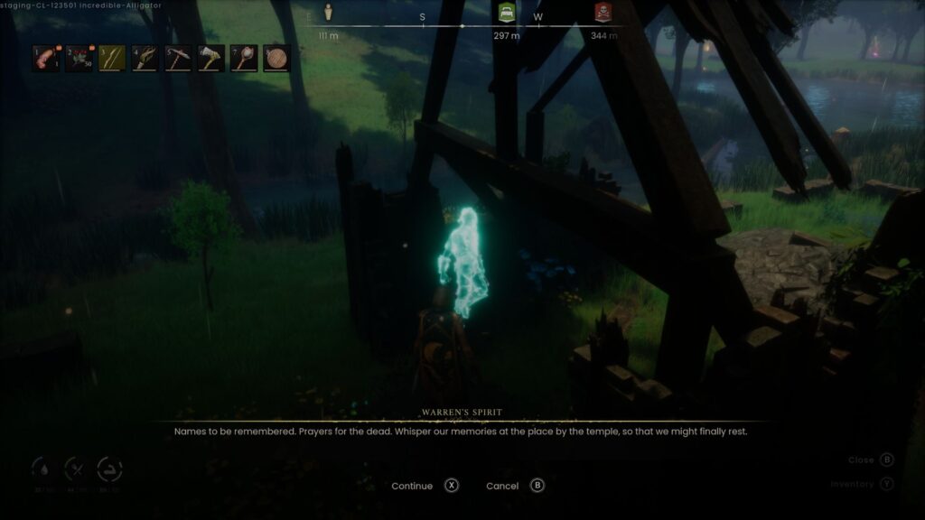 main character talking Warren's restless ghost. 