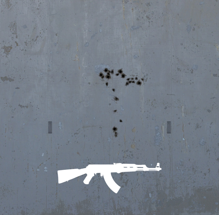 A screenshot of a weapon's spray pattern in CS2.
