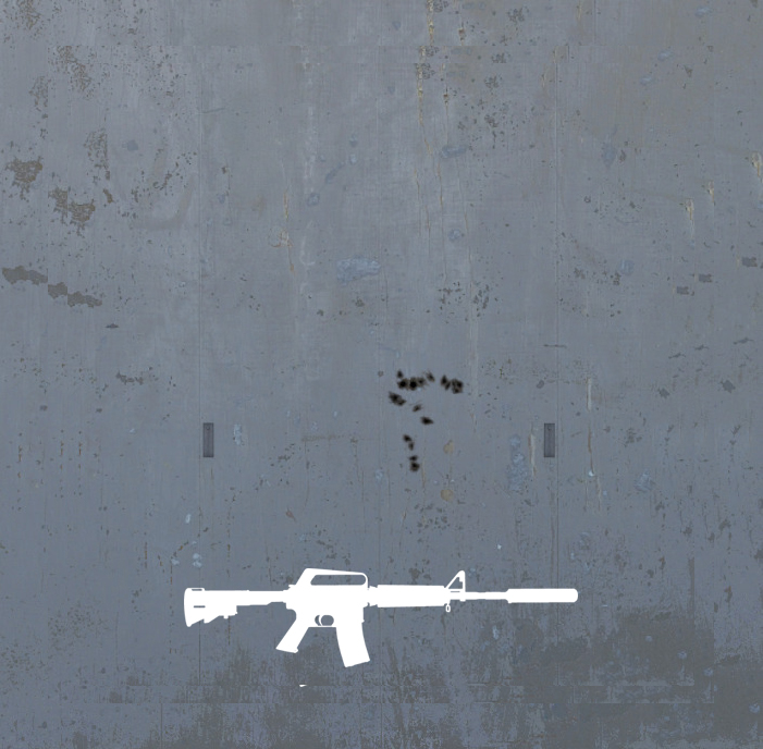 A screenshot of a weapon's spray pattern in CS2.