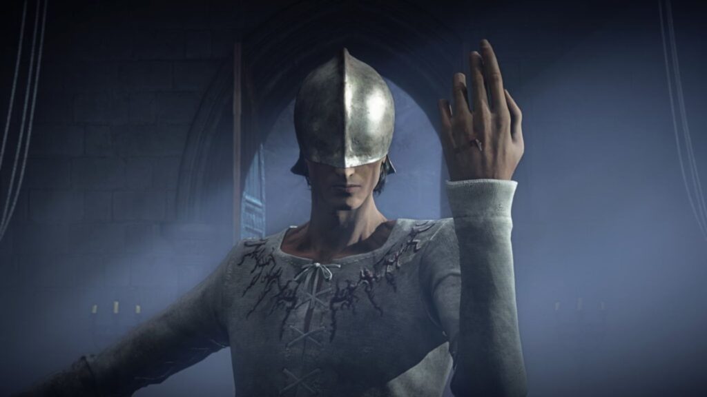 The Duskbloods white knight character showcase. 