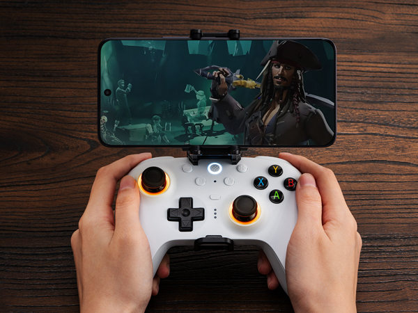 The 8BitDo Ultimate 2 Wireless Controller paired with a phone 