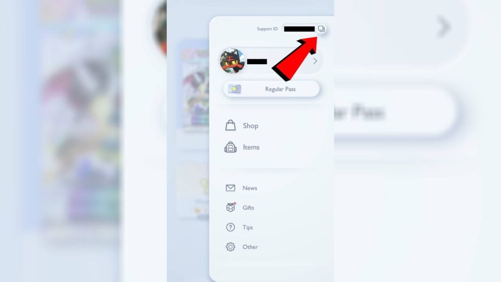 Copying a Pokémon TCG Pocket account's Support ID