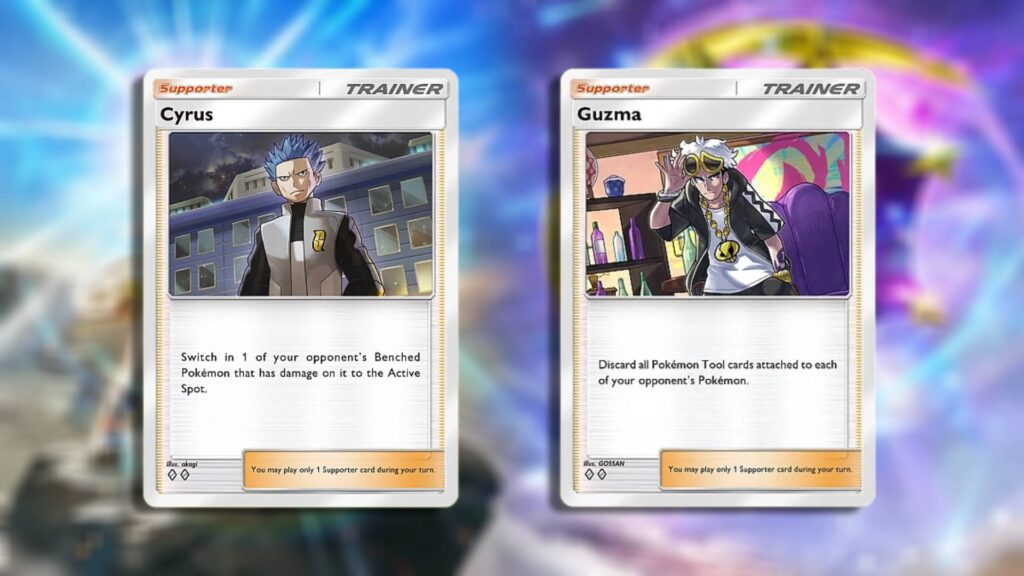 Cyrus and Guzma in Pokémon TCG Pocket