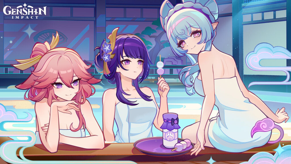 Fans have been associating Spa Days skins to Genshin Impact art. One even said that Yae Miko could be Ahri, Shogun Yunara and Yumemizuki Sona.