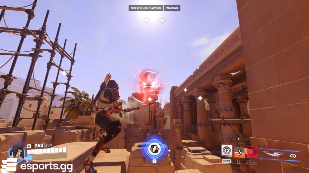 Hanzo using Hawkeye's Hypersonic Arrow in Overwatch 2