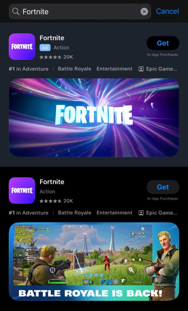 Fortnite on iOS 1