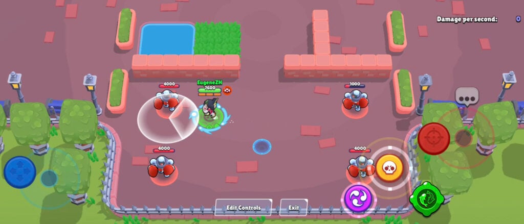 The Brawl Stars screenshot shows how to use the main attack of the Ultra Legendary brawler Kaze in her geisha form: Kaze's Delivery Service.